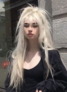 Long White Hair, White Goth, School Style, Platinum Blonde