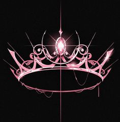 a pink tiara is shown against a black background with lines and swirls on it