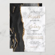 an elegant marble and gold foil wedding card