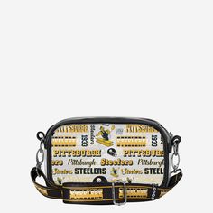 Over your shoulder and off to the game. Whether you're running errands on the town or running the tailgate in the parking lot, this Pittsburgh Steelers Repeat Retro Print Clear Crossbody Bag is the perfect way to carry the team like never before. Features Repeat Pittsburgh Steelers current and retro team logo and wordmark displays on sides of bag, in case there were any doubts where your allegiances lie Woven, team-colored crossbody strap that makes carrying the team easy and convenient Repeat t Eagles Kelly Green, Pittsburgh Steelers Tumbler, Eagles Team, Football League, National Football League, Pittsburgh Steelers, Retro Prints, Team Colors, Running Errands