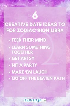 the zodiac sign is written in purple and white on a pink background with an overlay