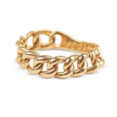 Fine Solid Gold Chain Link Ring Jewelry Reference, Chain Link Ring, Gold Gallery, Link Ring, Gold Designs, Solid Gold Chains, Linking Rings, Unisex Necklace, Diamond Chain