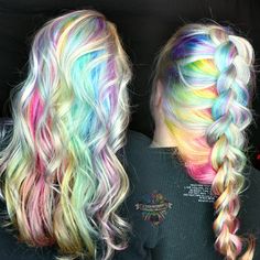 Colors For Cool Skin Tones, Crazy Hair Colors, Hair Rainbow, Hair Color Crazy, Multicolored Hair