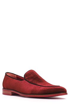 A dapper loafer crafted from luxe velvet is set on a bold sole for statement style. Cushioned footbed Velvet upper/leather lining/rubber sole
 Imported Velvet Loafers Mens, Velvet Loafers, Loafer Shoes, Loafers Men, Fashion Statement, Nordstrom Rack, Rubber Sole, Men's Shoes, Prince