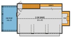 the floor plan for a 3 car garage