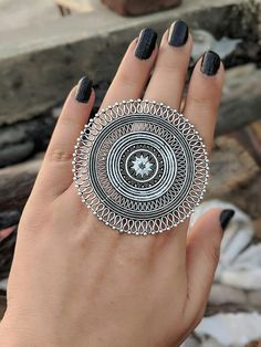 Indian Ornaments, Big Finger, Indian Rings, Oxidised Silver Jewelry, Antique Silver Jewelry, Silver Jewellery Indian, Indian Jewellery Design Earrings, Fashion Designing, Sterling Necklaces