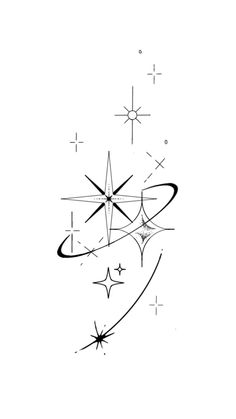 a black and white drawing of a star in the sky