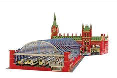 a lego model of a train station