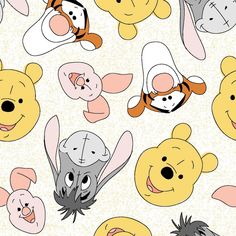 winnie the pooh and friends wallpaper with many different faces on it's face