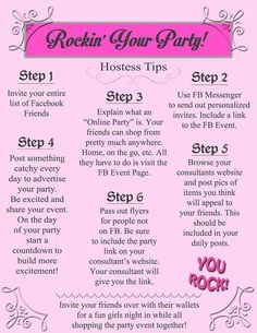 a pink poster with instructions to rockin your party