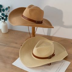 Discover the Perfect Blend of Style and Functionality Step out in style this summer with our New Design Natural Paper Western Cowboy Hat. Whether you're heading to the beach, a music festival, or just enjoying a sunny day outdoors, this hat is your ultimate accessory. Crafted with a blend of natural paper and polyester, it offers a lightweight and breathable fit, making it ideal for warm weather. Versatile and Unisex This cowboy hat is designed for both men and women, offering a unisex appeal that fits seamlessly into any wardrobe. Its solid pattern and casual style make it a versatile piece that complements any outfit, whether you're going for a laid-back beach look or a more polished summer ensemble. Key Features Material: Natural paper and polyester for a lightweight, breathable feel. B Casual Adjustable Hat For Beach Season, Adjustable Summer Boater Hat For Outdoor, Adjustable Boater Hat For Summer Outdoors, Adjustable Boater Hat For Outdoor Summer Use, Short Brim Festival Hat With Uv Protection, Short Brim Hat With Uv Protection For Festivals, Festival Hat With Uv Protection And Short Brim, Country Style Adjustable Sun Hat For Travel, Adjustable Sun Hat For Summer Travel