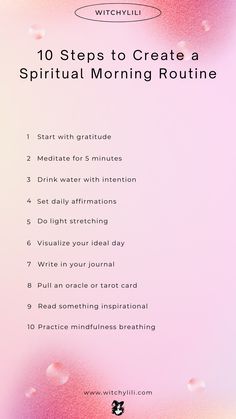 a pink and purple background with the words 10 steps to create a virtual morning routine