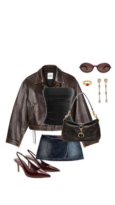 Mini Skirt Outfit Aesthetic, Leather Mini Skirt Outfit, Leather Skirt Outfit, College Fits, Virtual Closet, Casual Style Outfits, Fit Inspo