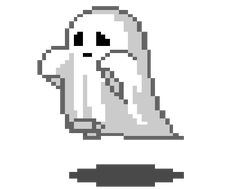 a pixeled image of a ghost on a black background