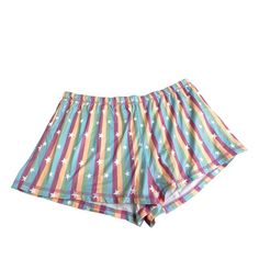 Sleep & Co Pajama Shorts In Pastel Stripes And Stars. Elastic Waist, Super Soft, Never Worn But Without Tags. Size 2x. Waist: 18-1/2" Across Laying Flat - 22" Stretched Inseam: 3" Condition: New Without Tags Multicolor Relaxed Fit Summer Pajama Shorts, 80s Pajamas, Multicolor Spring Pajama Shorts For Sleep, Striped Pajama Shorts With Built-in Shorts, Short-length Pajama Shorts With Elastic Waistband For Sleep, Playful Cotton Pajama Shorts With Built-in Shorts, Pastel Stripes, 80s Outfit, Pajama Shorts