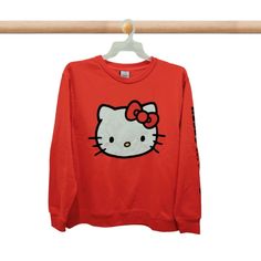 Cute Hello Kitty Sweatshirt Original By Sanrio Size L Red Color Crewneck Pullover Graphic Print At Front 60% Cotton 40% Polyester Brand New Red Cartoon Print Sweatshirt For Fall, Hello Kitty Long Sleeve Cotton Top, Long Sleeve Cotton Hello Kitty Top, Red Long-sleeve T-shirt With Cartoon Print, Red Long Sleeve T-shirt With Cartoon Print, Cute Red Crew Neck Top, Casual Long Sleeve Hello Kitty T-shirt, Casual Long Sleeve T-shirt With Hello Kitty Print, Red Cotton Top With Cartoon Print