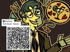 a man in a suit and tie with a qr code next to him that says instagram don't brush - proven