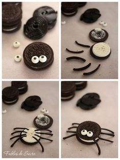 oreo cookies decorated to look like a spider