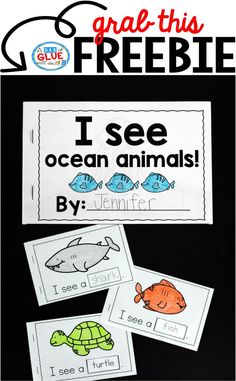 i see ocean animals printables for kids to practice their reading skills with the freebie