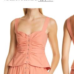 Nwt Size 2 From Nordstrom Chic Pink Tops With Buttons, Chic Pink Top With Button Closure, Chic Pink Tops With Button Closure, Pink Buttoned Tops For Spring, Silk Halter Top, Cut Tank Top, Denim Tank, Rib Knit Top, Linen Tank