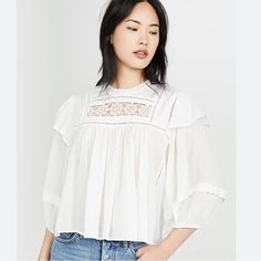 Super Cute And Feminine Bohemian Blouse By Freepeople. Color Is Labeled Ivory. Nwt White Relaxed Fit Blouse For Brunch, Off White Tops For Daywear In Fall, White Relaxed Fit Peasant Top For Day Out, Chic Relaxed Fit Off White Top, Chic White Peasant Top With Lace Trim, White Relaxed Fit Peasant Top For Fall, Off White Blouse For Day Out In Fall, Off White Blouse For Fall Brunch, Off White Blouse For Brunch In Fall