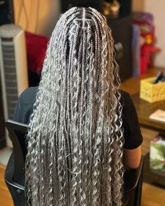 Gray Braids Hairstyles, Grey Braids Hairstyles, Gray Knotless Braids, Grey Braids For Black Women, Black And White Box Braids, Gray Braids, Grey Braids, Marley Twist Hairstyles