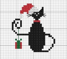 a cross stitch pattern with a black cat holding a flower in it's hand