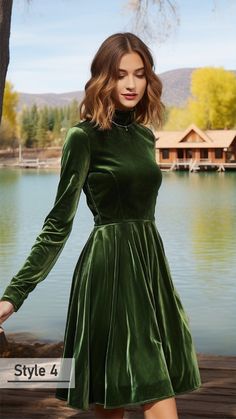 Elegant Green Dress For Fall, Elegant Green Dresses For Fall, Elegant Green Formal Mini Dress, Elegant Green Fall Dress, Elegant Green Midi Dress For Fall, Elegant Green Mini Dress For Formal Occasions, Elegant Green Mini Dress, Classic Evening Dresses For Winter, Elegant Fitted Winter Mini Dress