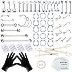 an assortment of metal hardware and accessories