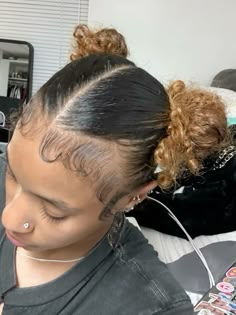 Two Back Buns, Hair Styles Teens, Natural Cute Hairstyles, Slick Back Curly Hair, Back Curly Hair, Short Natural Curly Hairstyles, Matching Hairstyles, Slick Backs, Short Natural Curly Hair