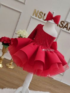 Red Birthday Dress, Dress For Special Occasion, Red Birthday, Girl Red Dress, Fashion Baby Girl Outfits, Kids Designer Dresses, Kids Couture, Red Sparkle