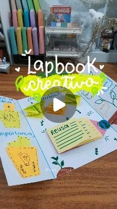 the lapbook creation is displayed with crayons