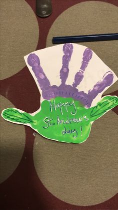 a handprinted card that says happy st patrick's day