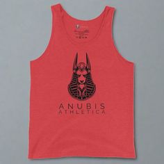 Tank top with the logo of Anubis Athletica in black print in the center. Tank top in red. Red Cotton Gym Tank Top, Red Cotton Tank Top For Gym, Everyday Tank Tops, Timeless Wardrobe, Men's Tank, Equatorial Guinea, Ethiopia, Mens Tank Tops, Your Skin