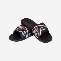 Cheering on the team at the ballpark? Getting your tan on at the beach? Going for a stroll down the boardwalk? Wherever you wear them, these Atlanta Falcons Cropped Big Logo Slides will have you feeling fresh and looking fan-tastic. Features Team-colored strap with cropped team logo display so everyone knows who you're rooting for Two-piece reinforced adjustable strap to keep you secure Slip-on style with open-toe design so you can stay cool in the heat of competition, or at the beach Textured o Logo Display, Toes Designs, Atlanta Falcons, Toe Designs, Upper Body, Unisex Fashion, At The Beach, The Heat, Team Logo