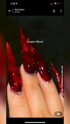 Her Nails, Exotic Nails, Red Nail, Bling Acrylic Nails, Luxury Nails, Fire Nails