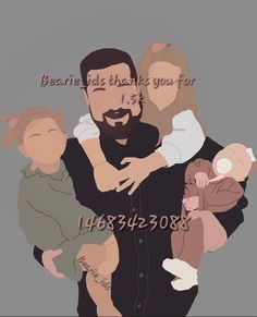 a man holding two small children in his arms with the caption be careful that thank you for 15