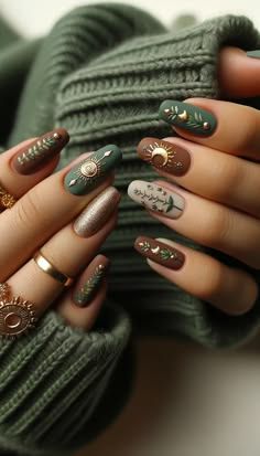 Boho Nails, Witchy Nails, Makijaż Smokey Eye, Winter Nail Art, Chic Nails, Nail Polishes, 가을 패션, Gel Manicure