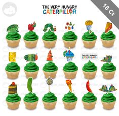 the very hungry caterpillar cupcake toppers