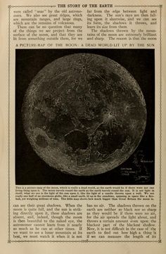 the front page of an old newspaper with a photo of the moon