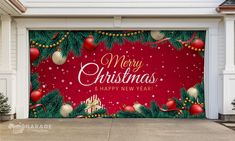 a garage door decorated with christmas decorations