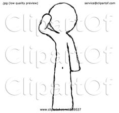 a black and white drawing of a person holding his hand up