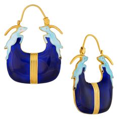 Vintage Laurel Inc Ice Blue Antelope Gold-Vermeil Earrings Cloisonne Enamel Jewelry, Horse Sweater, Cloisonne Earrings, Lapis Earrings, Gold Vermeil Jewelry, Laurel Burch, Vermeil Jewelry, Blue Jewelry, Earring Sale