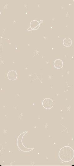 an image of the sky with stars and planets in white on a light brown background