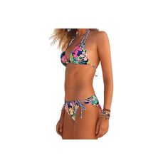 Strap Bikini Halter Top Floral Print Swimsuit - A.A.Y FASHION Vacation Swimwear With Tie-side Bottom For Sunbathing, Vacation Swimwear For Sunbathing With Tie-side Bottom, Vacation Pool Swimwear With Tie-side Bottom, Beachwear Swimwear With Tie-side Bottom For Pool, Beachy Tie-side Swimwear For Pool, Poolside Tie-side Bottom Swimwear For Vacation, Poolside Tie-side Bottom Swimwear, Beachwear For Sunbathing On Vacation, Beachy Swimwear With Tie-side Bottom For Sunbathing