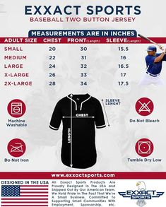 an info sheet with instructions for how to use the exact sports jersey in baseball uniforms