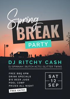 a flyer for a spring break party