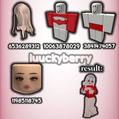 an image of some paper dolls on a pink background with words luckyberry result and description