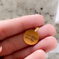 Handwriting Necklace Custom Handwriting Jewelry Signature | Etsy Custom Handwriting Jewelry, Handwriting Necklace Custom, Mom Memorial, Fingerprint Necklace, Handwriting Necklace, Handwriting Jewelry, Disc Necklace, Memorial Gifts, Necklace Gift