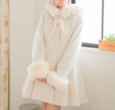 White Winter Jacket, Cute Winter Coats, Fur Lined Hoodie, Coquette Clothing, Cold Girl, Princess Coat, Princess Line, Coat White, Snow Outfit